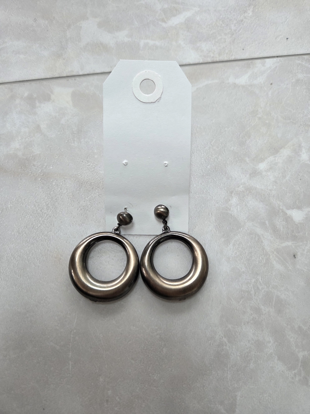 Classic Round Drop Earrings in Metallic Gray